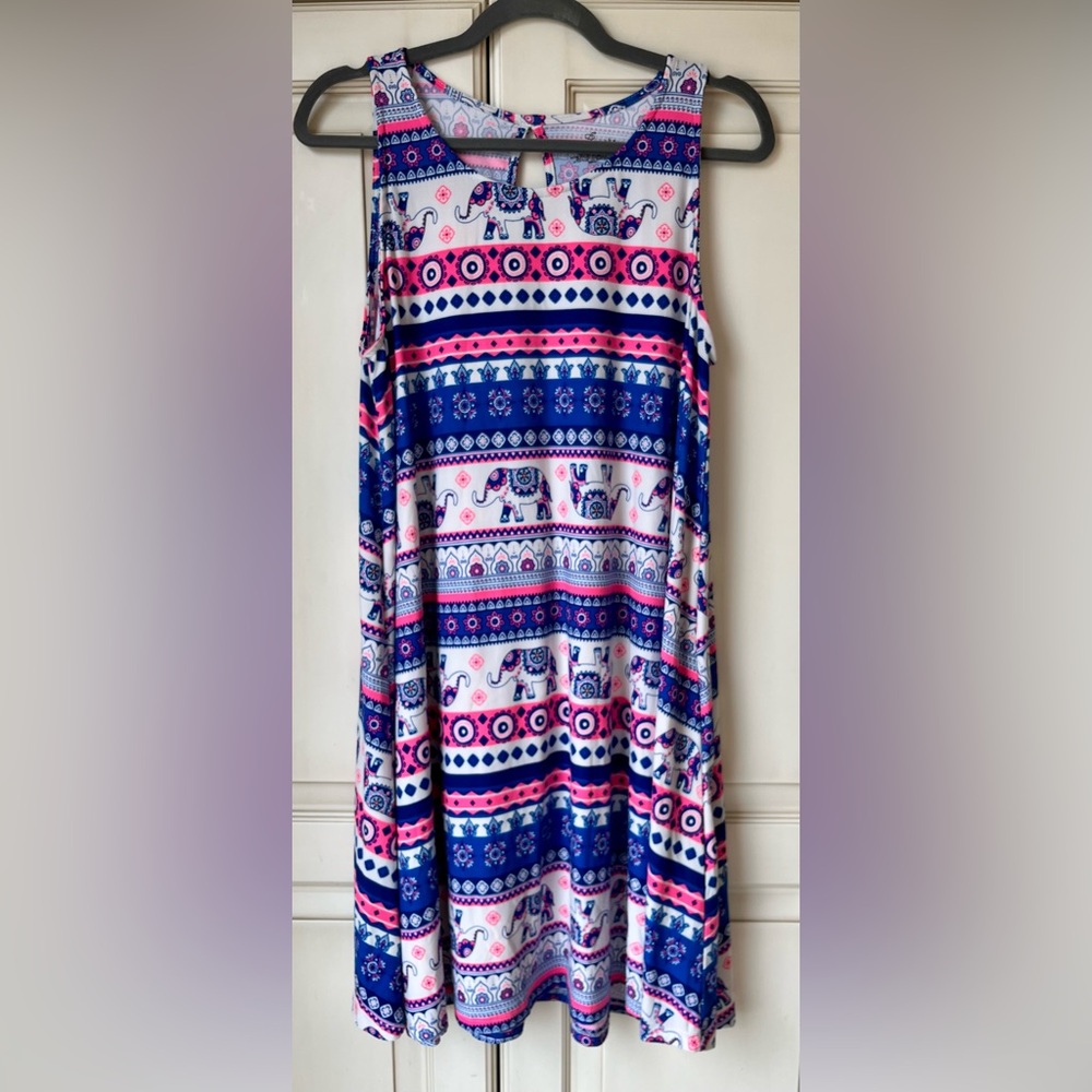 🍎 Bobbie Brooks Elephant Patterned Sleeveless Sundress Large